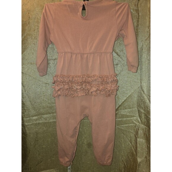 RuffleButts Toddler Girls Romper Jumpsuit 2T Pink Coral Ruffle Bum Long Sleeve - Picture 2 of 10